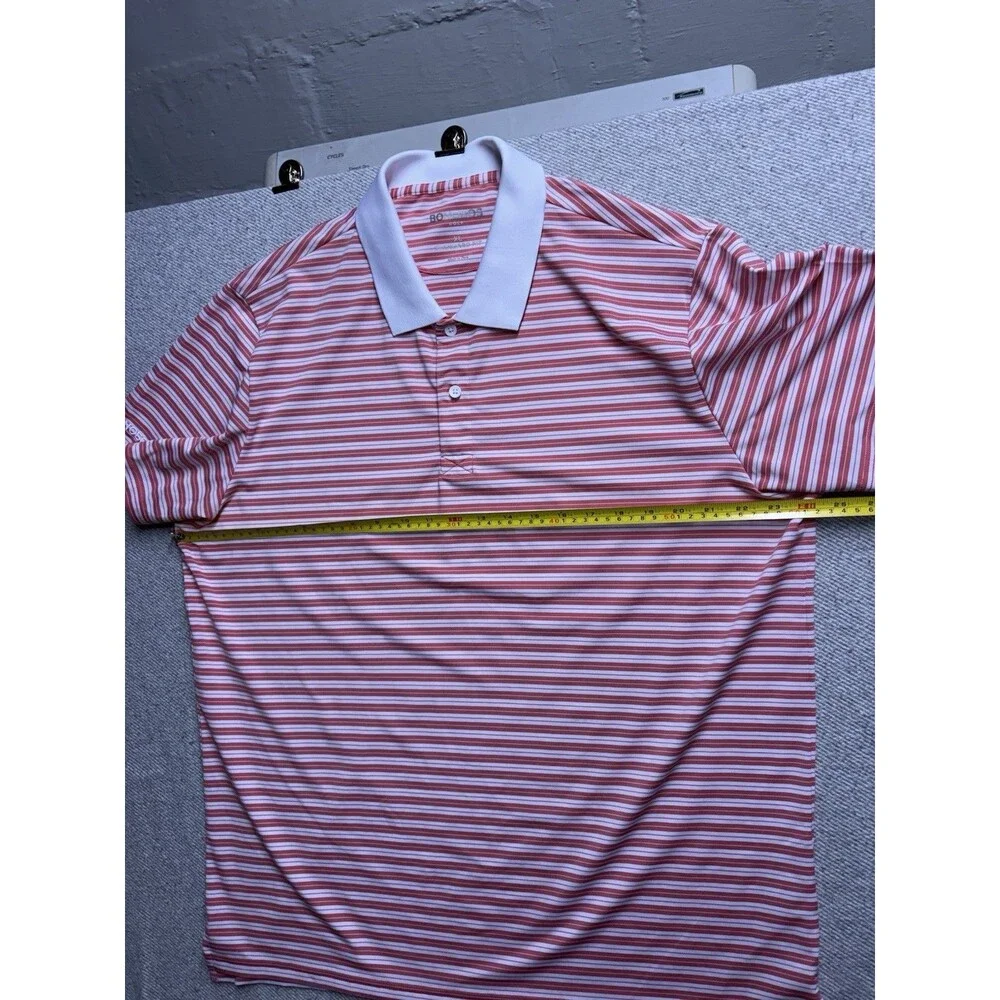 Bonobos Golf Men's XL Standard Fit Polo Shirt - Coral/White Striped Performance